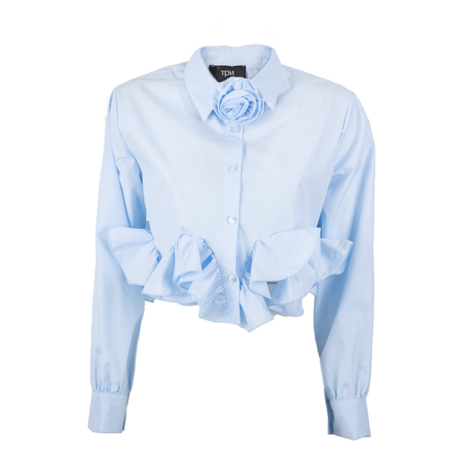 Camicia cropped azzurro