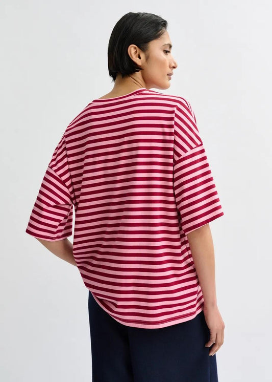 t-shirt oversize in cotone a righe JOSTE-STRIPED002 ESSENTIEL