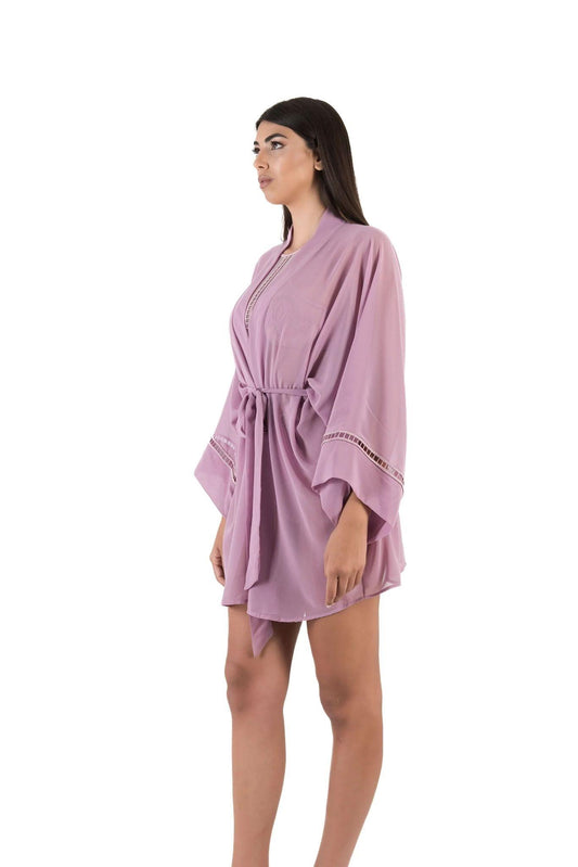 kimono corto con macramè