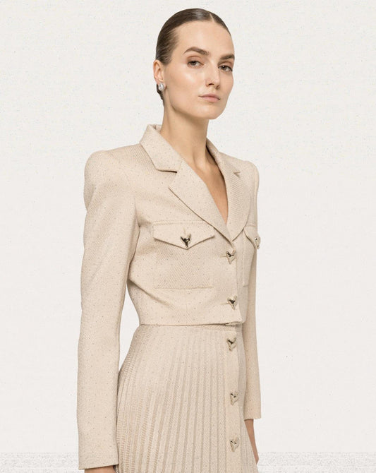 Gonna midi plissè con bottoni decorativi F1353013 NISSA