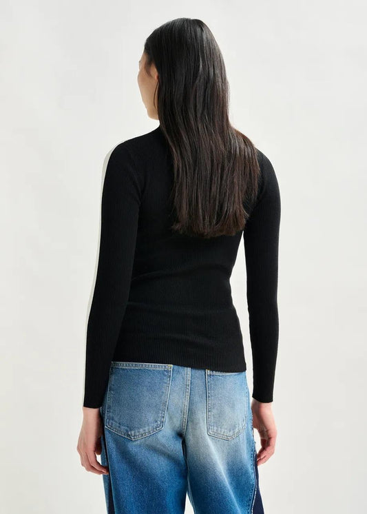 Maglione dolcevita in misto lana bicolore bianco e nero IFFORT000 ESSENTIEL