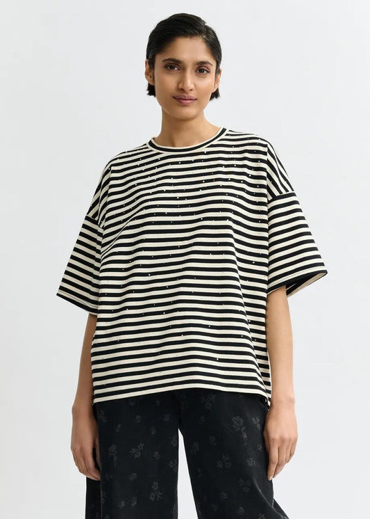 t-shirt oversize in cotone a righe JOSTE-STRIPED000 ESSENTIEL