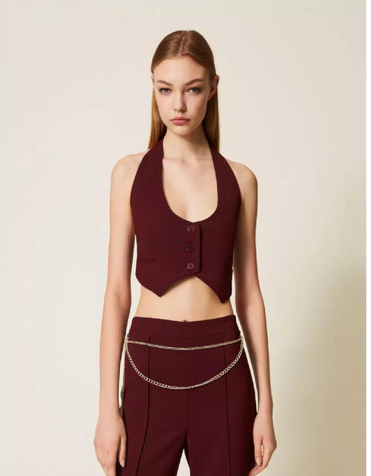 Gilet in crêpe cady con cinturino TP2280002 TWINSET