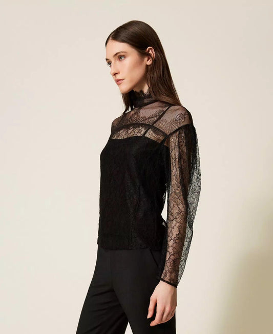 blusa in pizzo con volant 252TT2264000 TWINSET