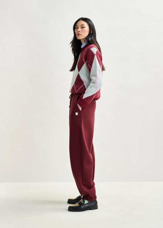 Maglione argyle bordeaux, azzurro e rosa IBERLIN002 ESSENTIEL