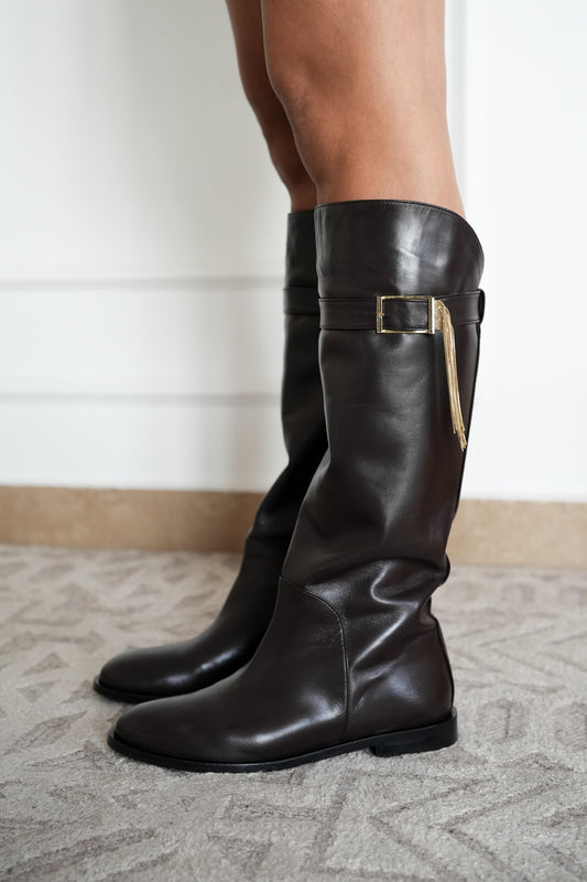 stivale in pelle moro W383006 WO MILANO