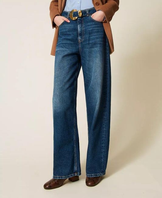 Jeans ampi con cintura e maxi fibbia TP2570001 TWINSET
