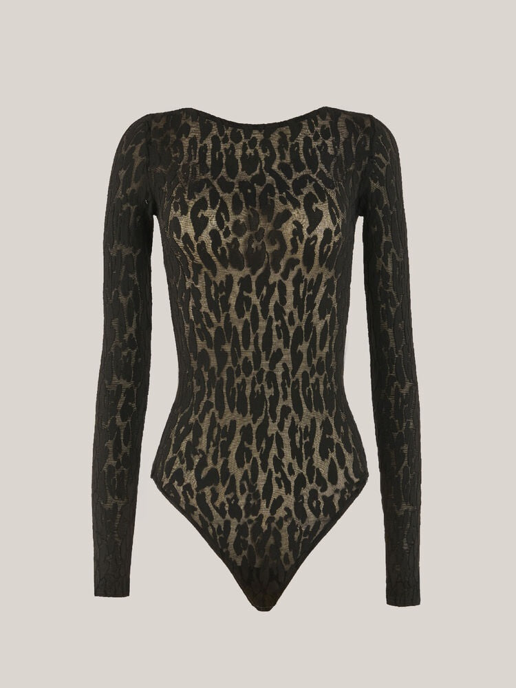 body modello tanga con motivo animalier 