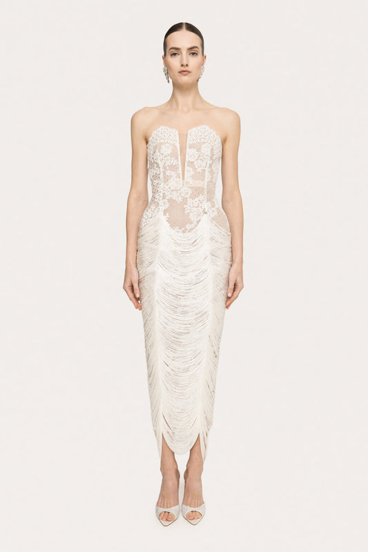 abito midi in pizzo 