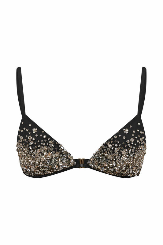 bralette in crepe e strass 