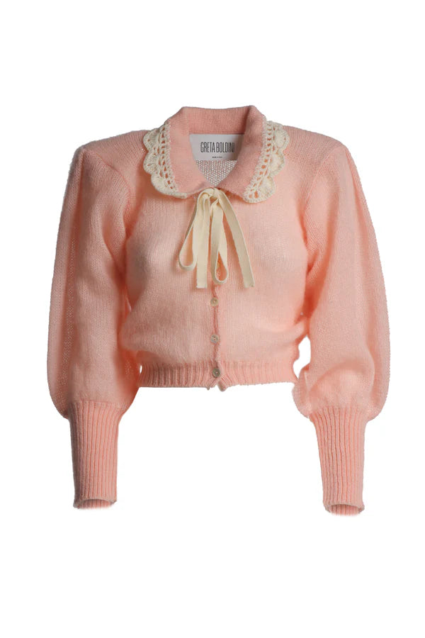 Luna - Cardigan in Mohair Rosa Cipria 