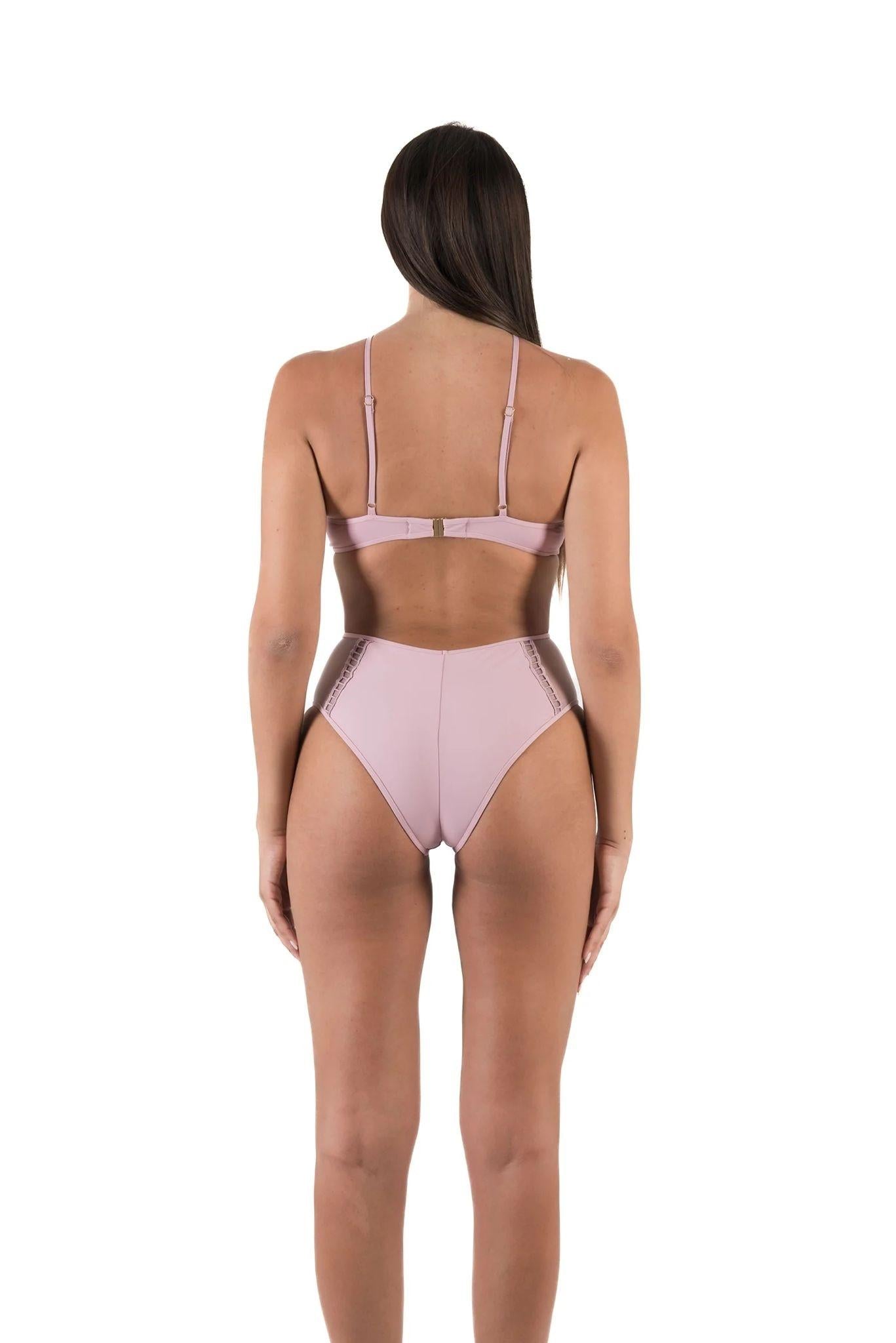 bikini brassiere con tulle e coulotte laccetti in lycra 
