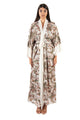 Kimono lungo fantasia con bordi a contrasto 