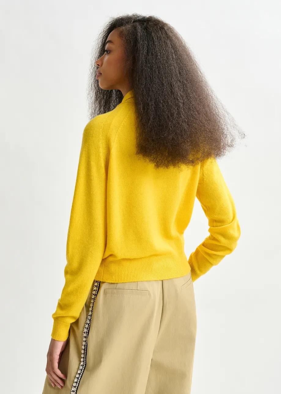 Maglione in cashmere giallo con fiocco a cravattino INVITED016 ESSENTIEL