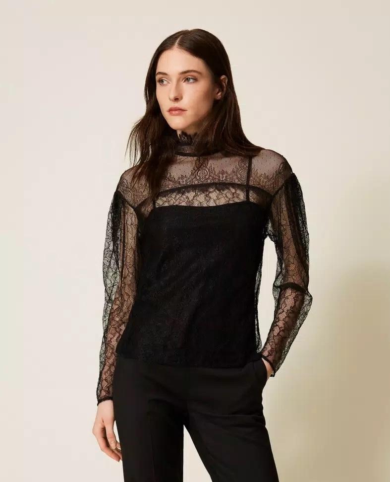 blusa in pizzo  con volant 252TT2264000 TWINSET