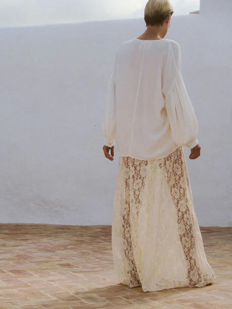 Gonna lunga in pizzo di cotone 