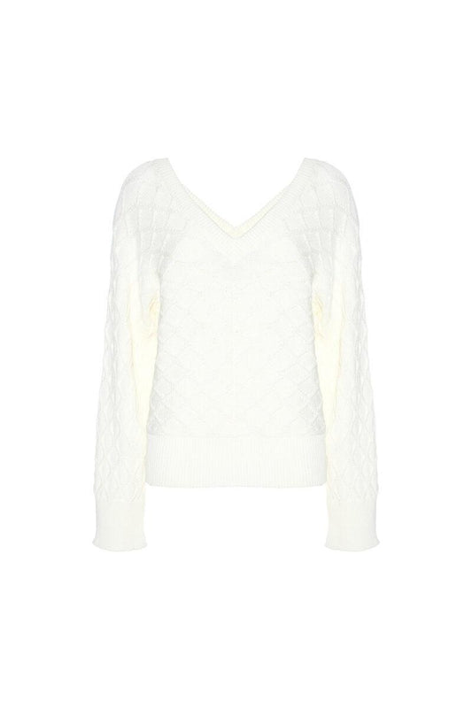 PULLOVER A V IN PUNTO TRECCIA M44014007 SO ALLURE