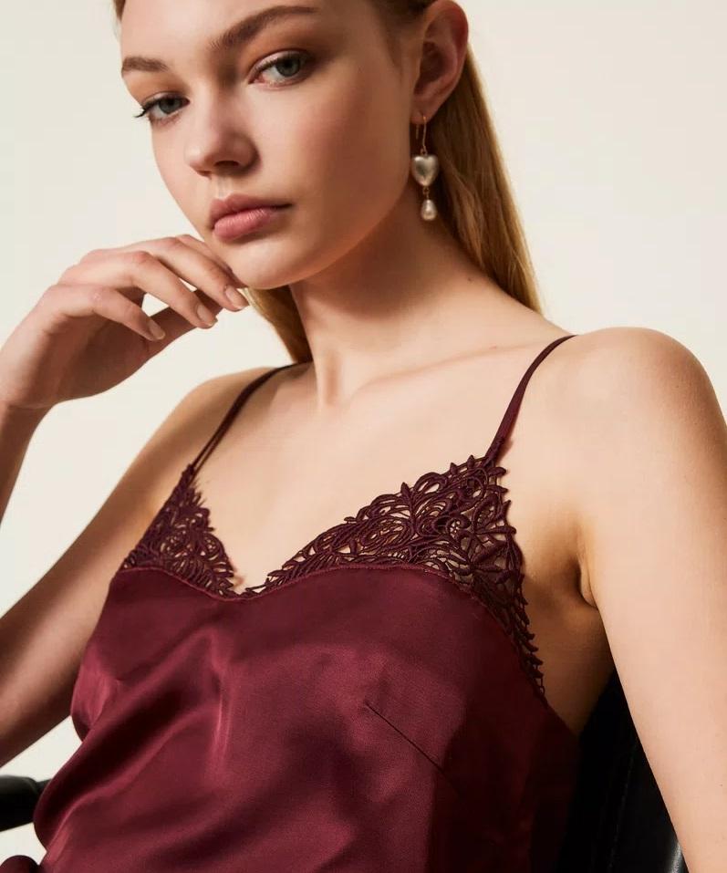 Top in raso con pizzo TP2481002 TWINSET