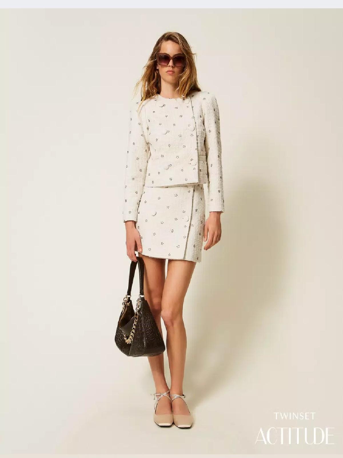 Minigonna bouclé con ricami AP2132007 TWINSET