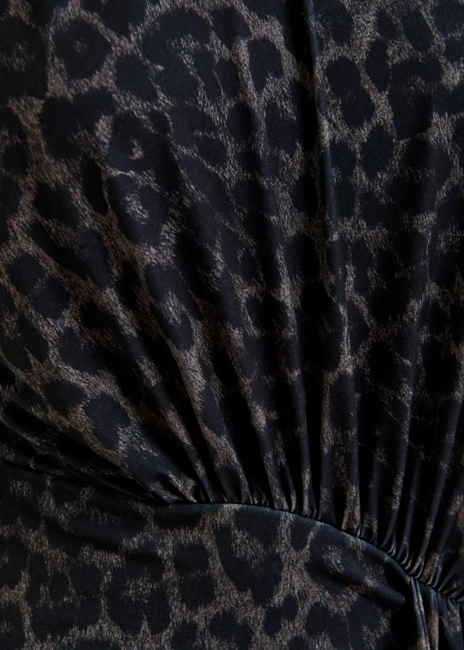 Miniabito marrone e nero drappeggiato con stampa leopardata e dettagli con ruches IMORTEL000 ESSENTIEL