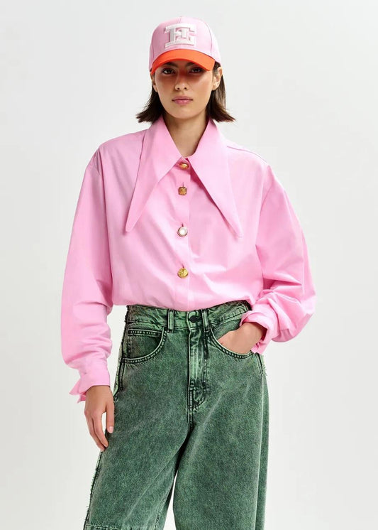 camicia in cotone con colletto allungato e bottoni spaiati JOMATO POINTY COLLAR011 ESSENTIEL