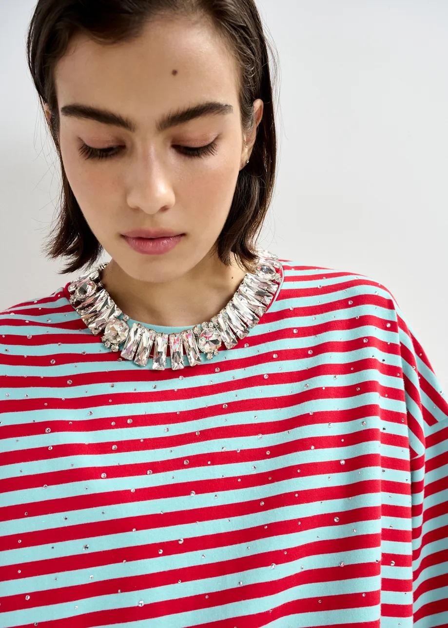 t-shirt oversize in cotone a righe JOSTE-STRIPED022 ESSENTIEL