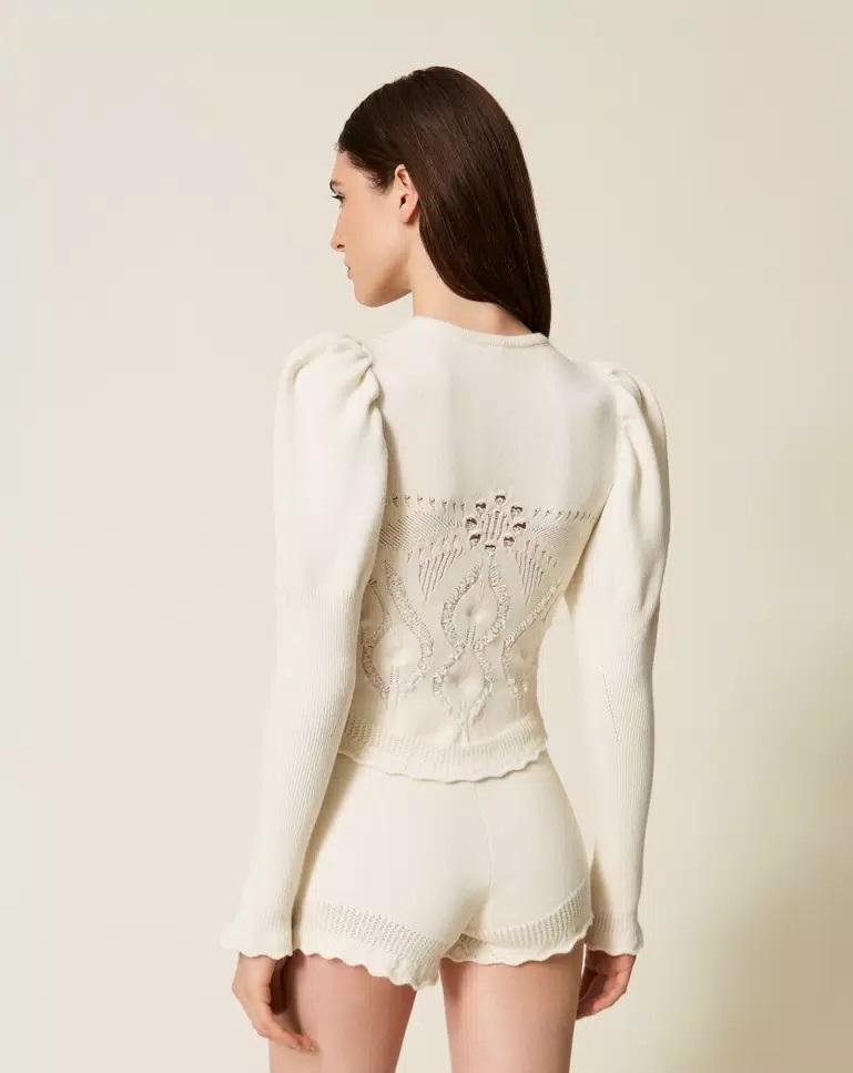 Maglia in misto lana con crochet TS3380005 TWINSET