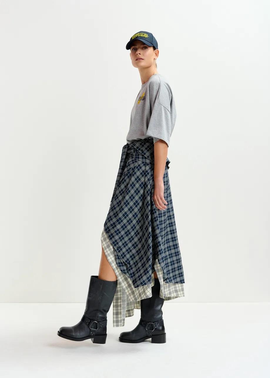 T-shirt in cotone grigio e giallo con ricamo di perline IPIN004 ESSENTIEL