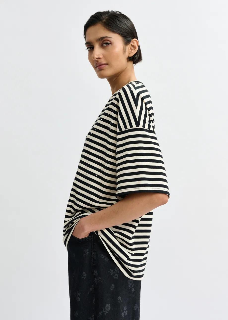 t-shirt oversize in cotone a righe JOSTE-STRIPED000 ESSENTIEL