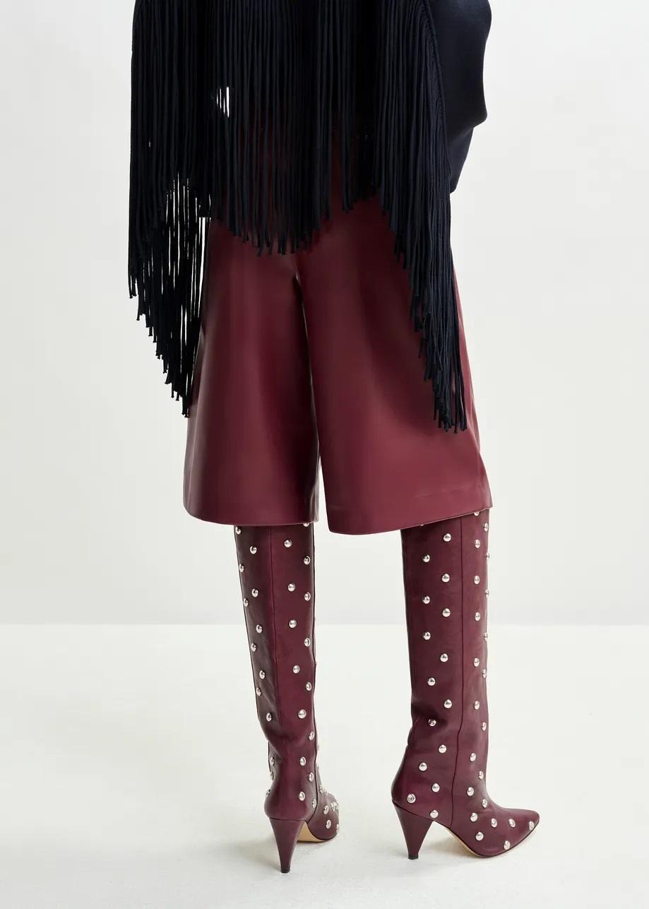 Pantaloncini bermuda bordeaux in pelle ecologica ITOP002 ESSENTIEL