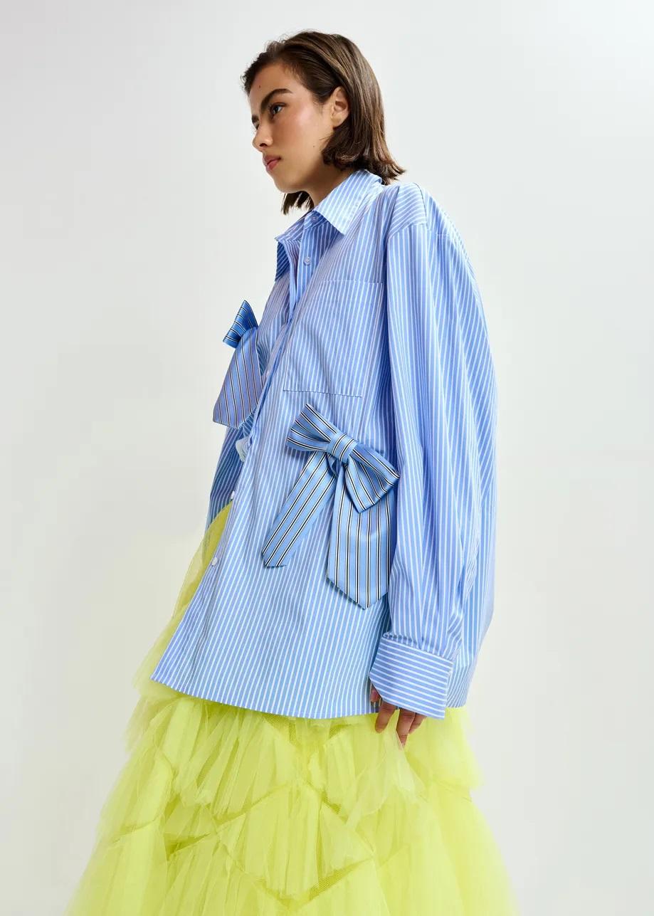 Camicia di cotone oversize a righe JIWI SHIRT WITH BOWTIES022 ESSENTIEL