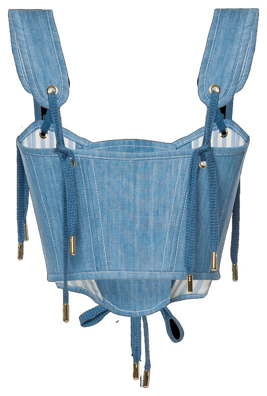 top a corsetto in denim 