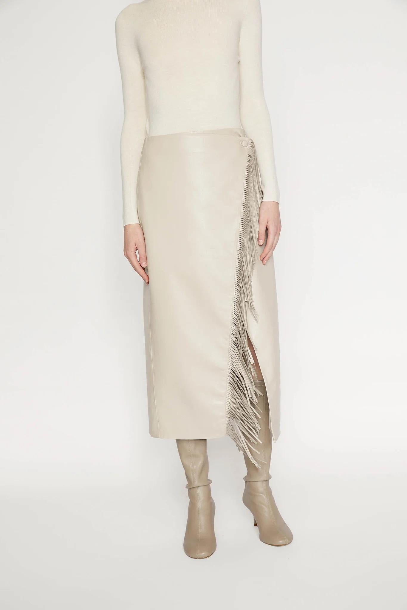 gonna con frange G104013 ISABELLE BLANCHE