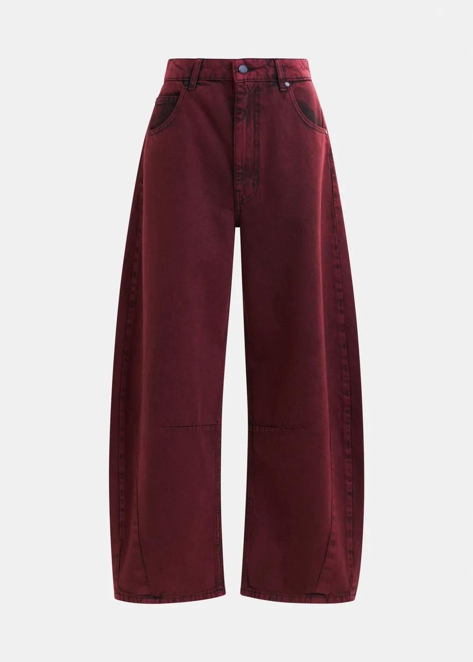 Jeans con gamba a botte in cotone biologico tinto in capo bordeaux IMPRESSIVE002 ESSENTIEL