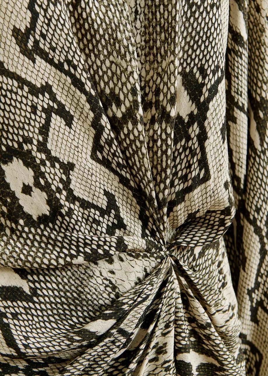 Mini abito arricciato verde, beige e nero con gonna drappeggiata IFRENCH025 ESSENTIEL