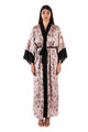 Kimono lungo fantasia con bordi a contrasto 