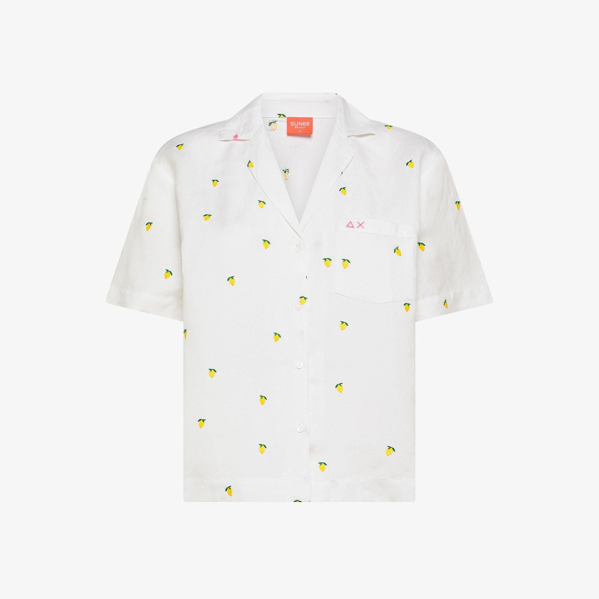 camicia con ricami limoni 