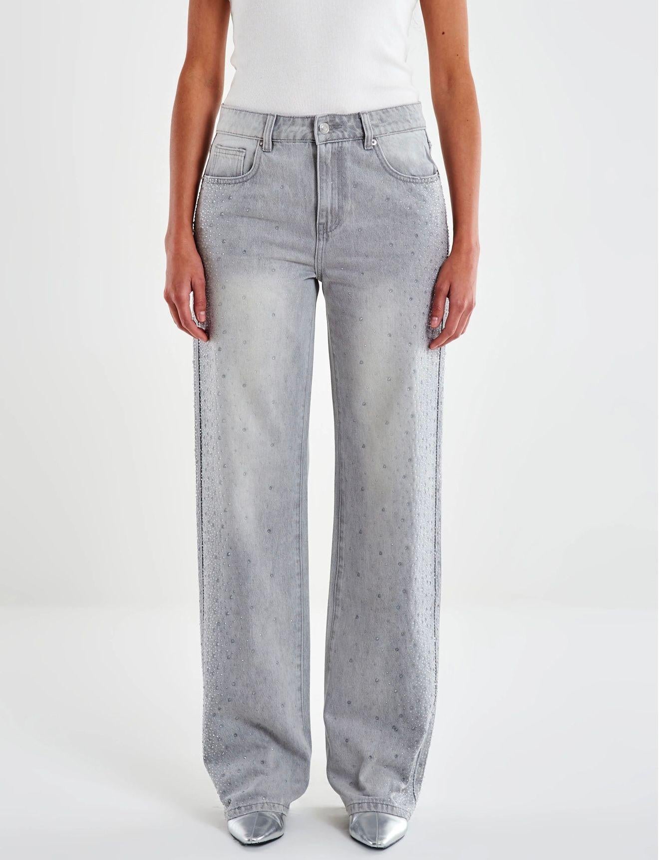 Jeans Aurora Grigio con Strass DF5163004 VICOLO