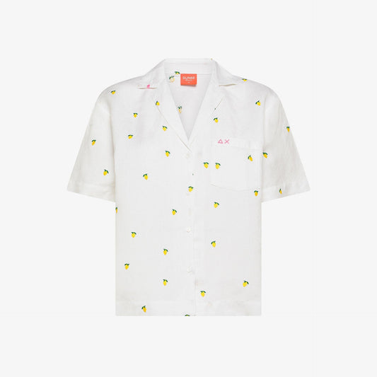 camicia con ricami limoni 