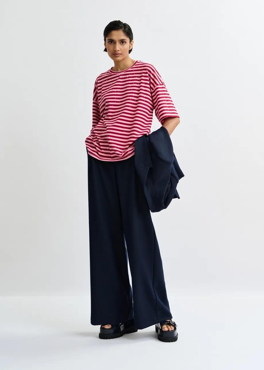 t-shirt oversize in cotone a righe 