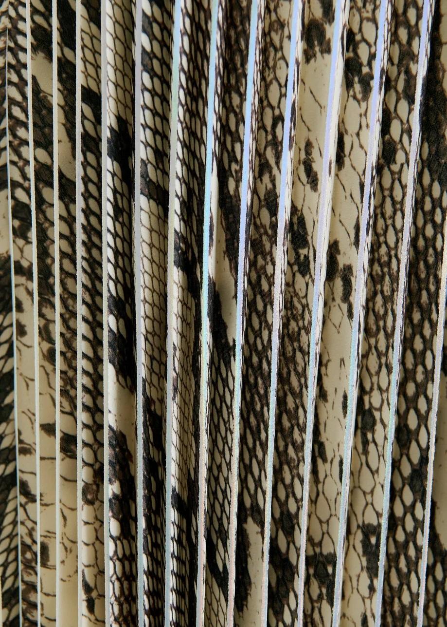 Gonna plissettata verde, beige e nera con stampa effetto serpente INDIRA025 ESSENTIEL
