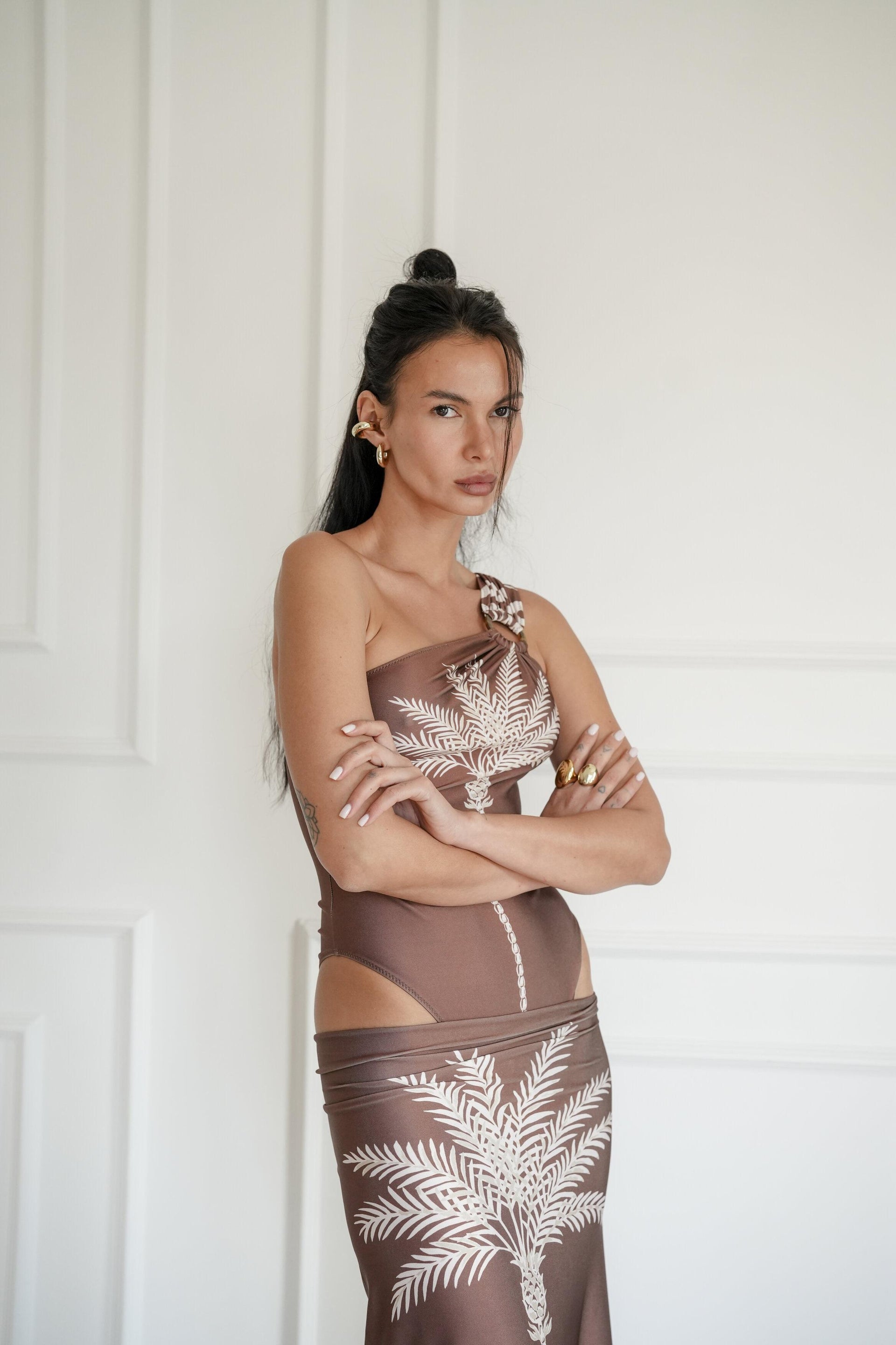 gonna midi con fantasia palme MIDISKIRT PALM009 ISABEL BEACHWEAR