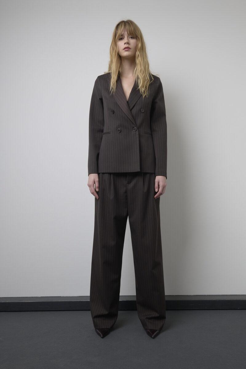 PANTALONE A PALAZZO TESSUTO GESSATO D66010006 SO ALLURE