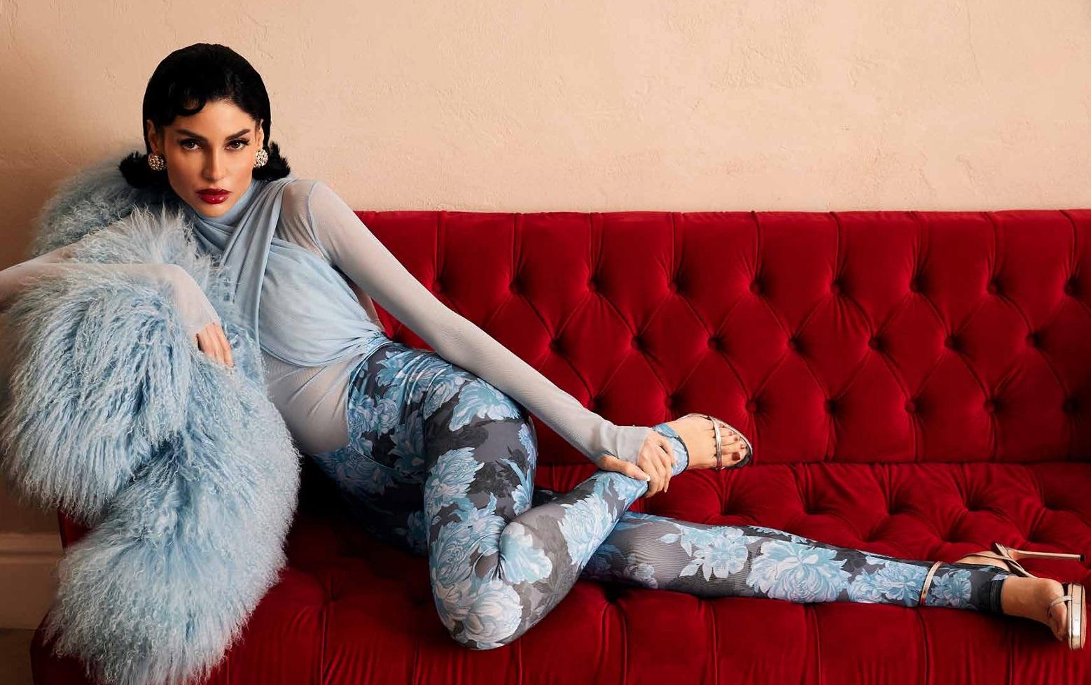 tuta intera tulle e broccato floreale azzurro WSV88047 DISTRICT MARGHERITA MAZZEI