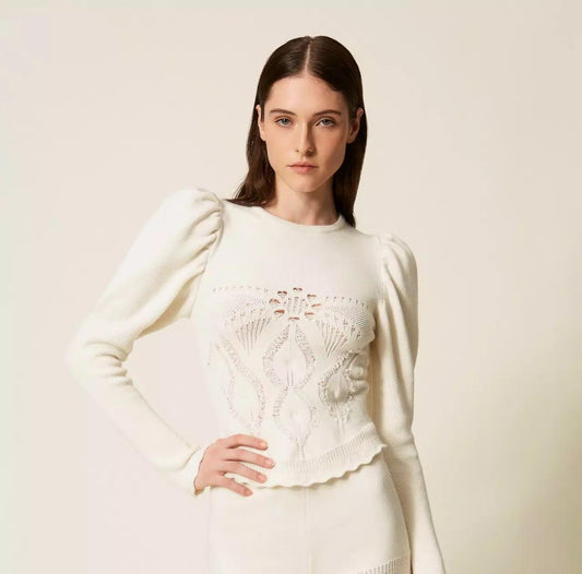 Maglia in misto lana con crochet TS3380005 TWINSET