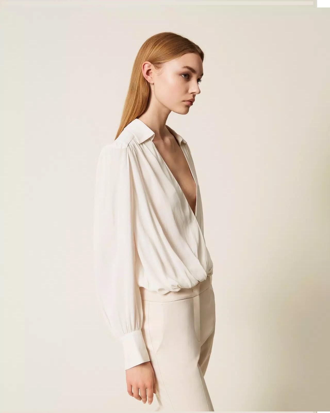 Body in crêpe de Chine con arricciature TP2293005 TWINSET