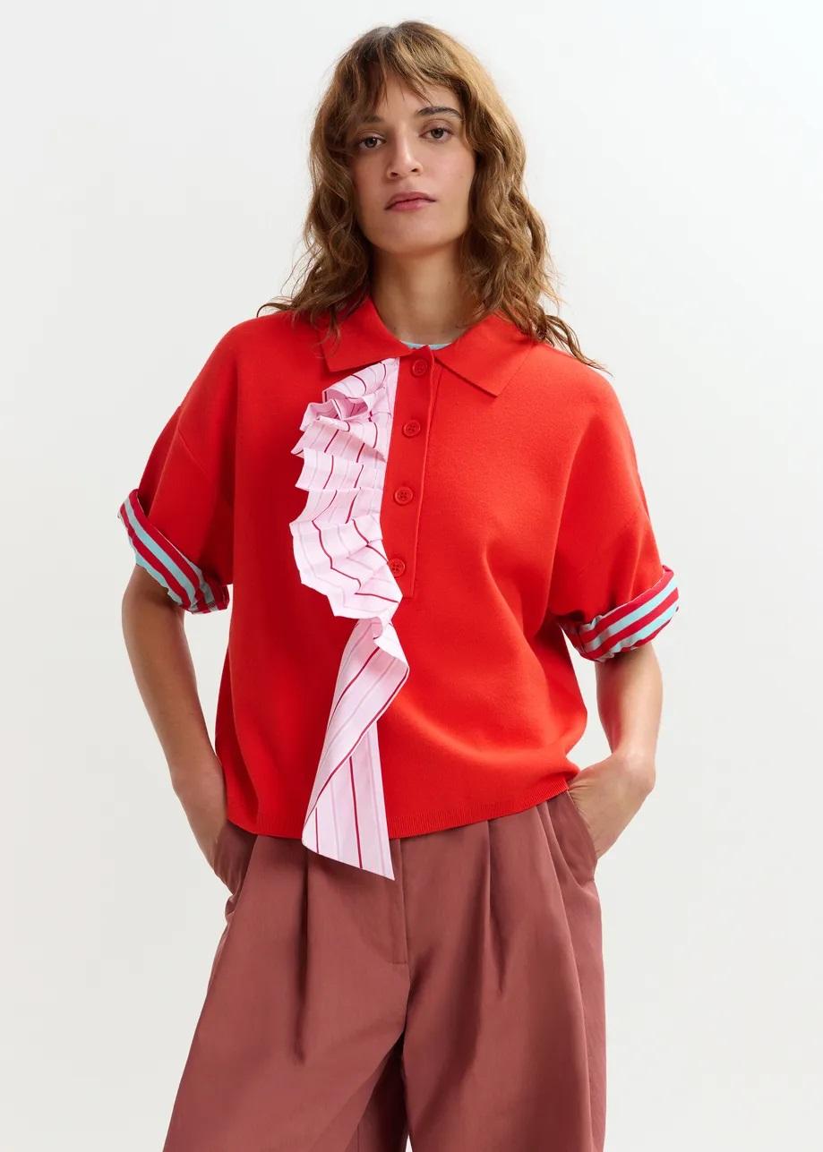 polo in maglia fine con volant JUMBLE010 ESSENTIEL