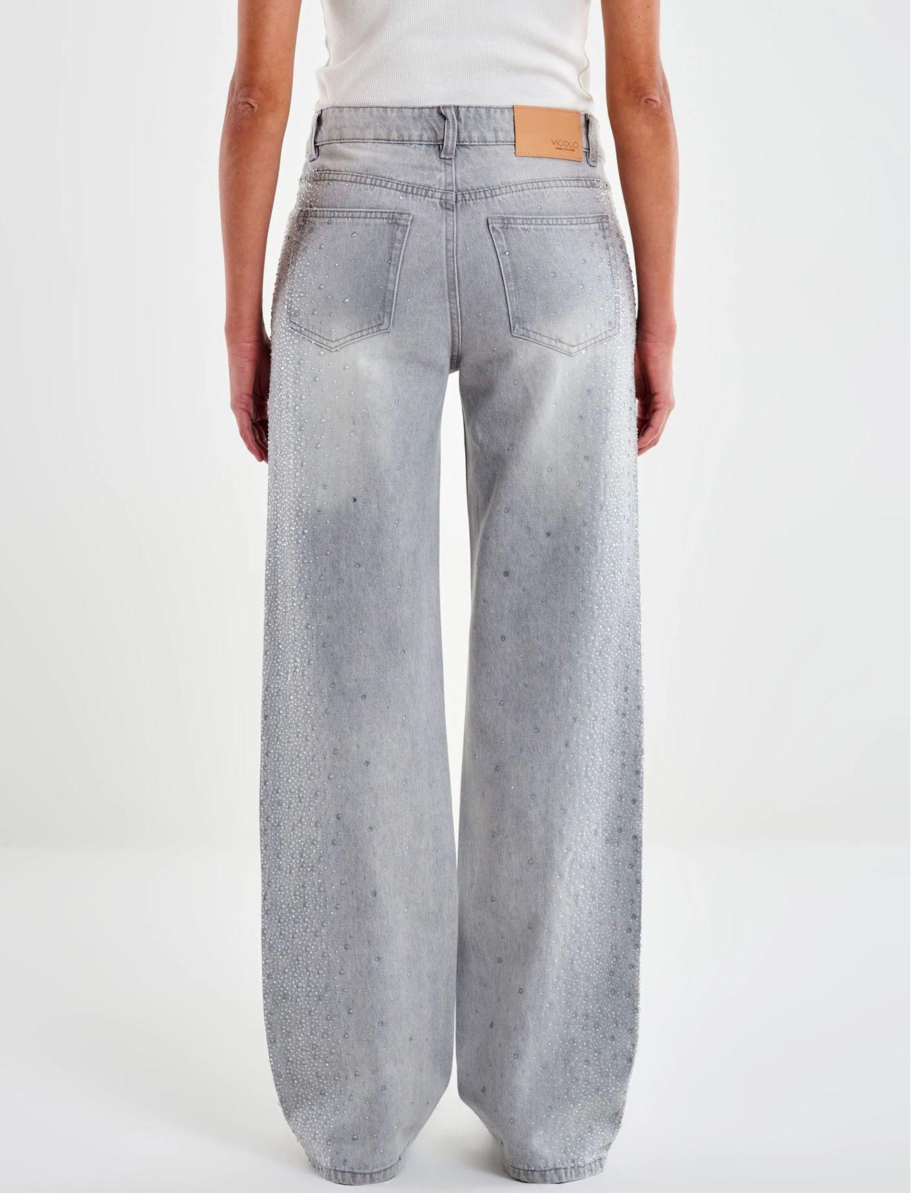 Jeans Aurora Grigio con Strass DF5163004 VICOLO