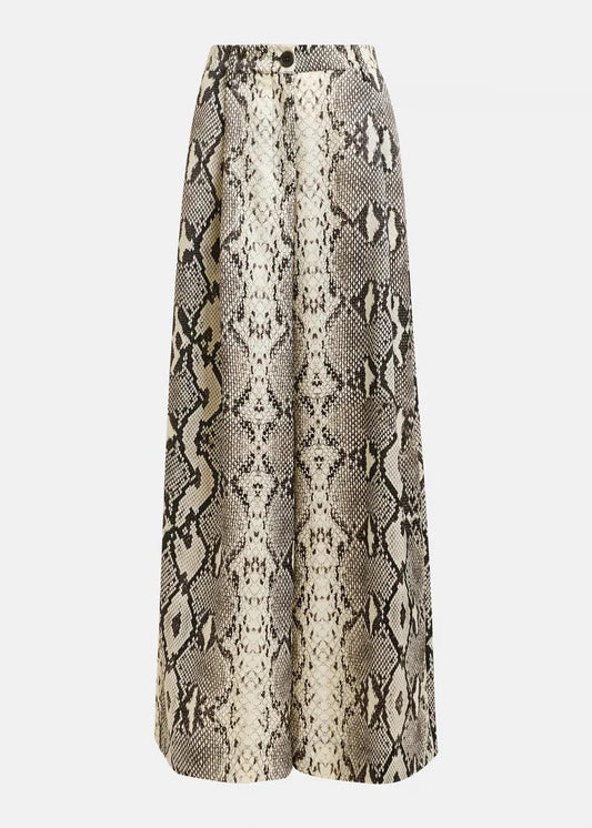 Pantaloni a gamba larga verdi, beige e neri con stampa serpente IZPACHO025 ESSENTIEL