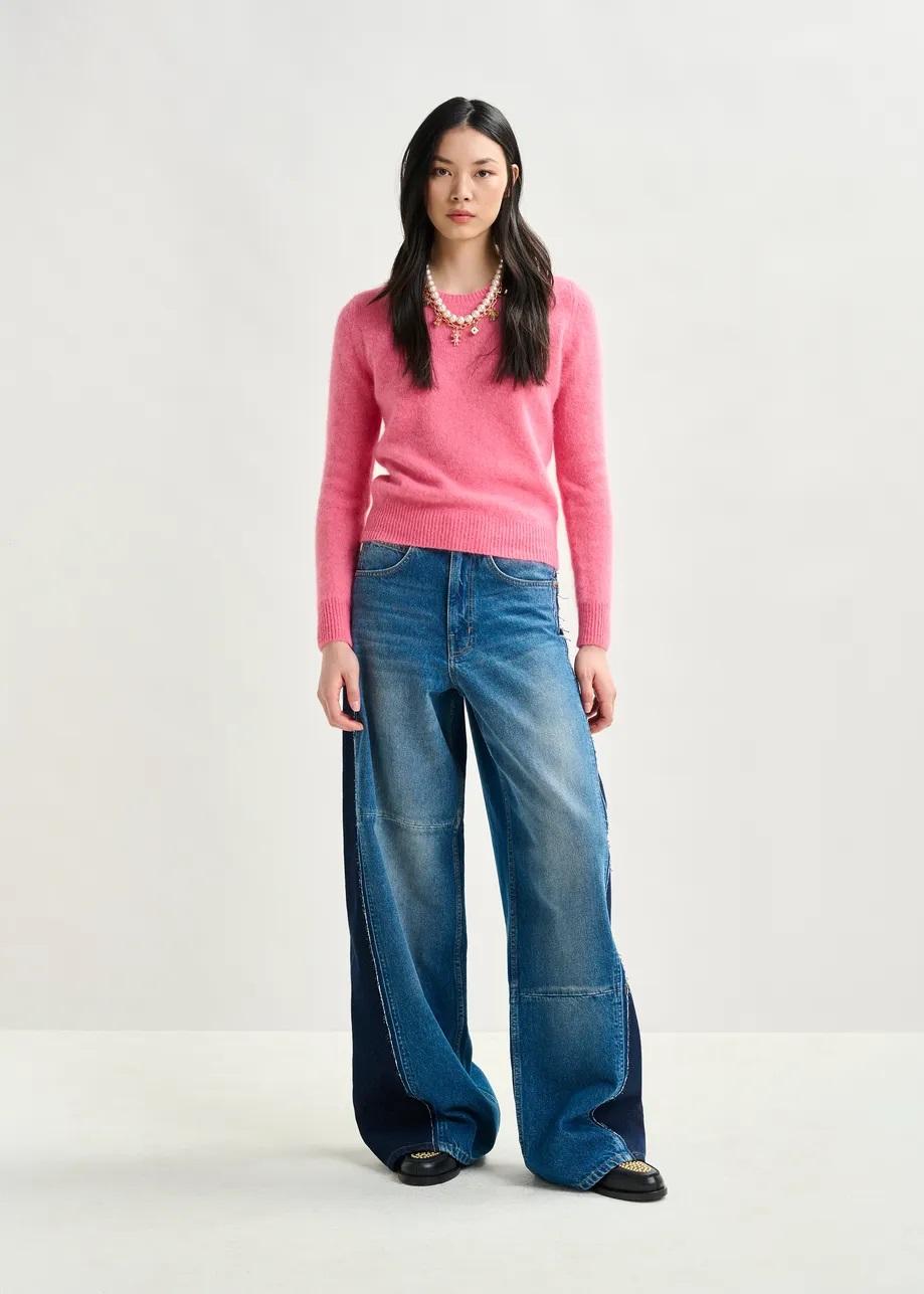 Maglia in misto angora rosa. IGORA011 ESSENTIEL